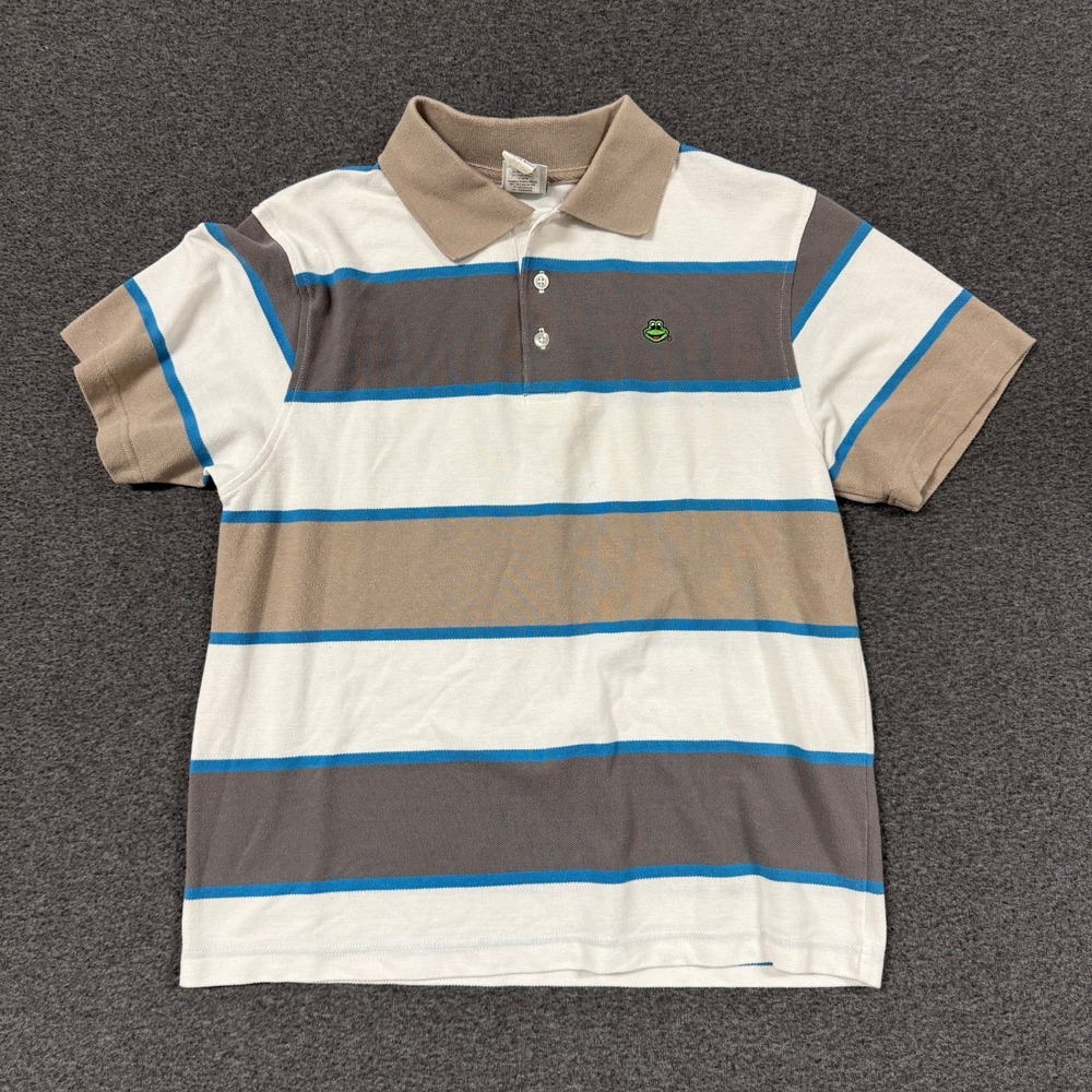 Vintage Senor Frogs Striped Polo Shirt Mens M Multi Good Short Sleeve Rugby
